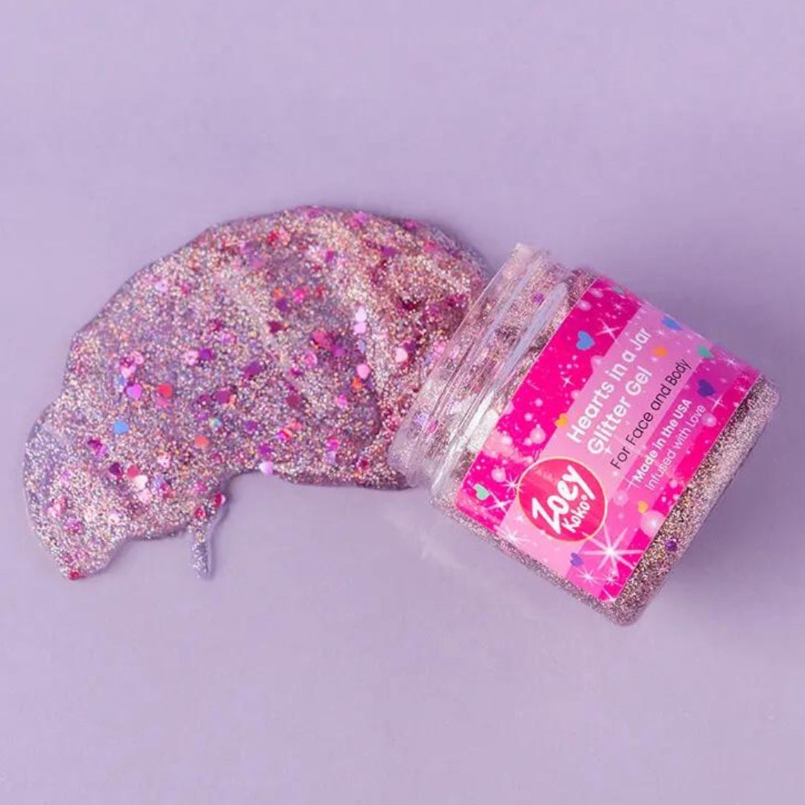 HEARTS GLITTER GEL pink Glitter Gel Face and Body Gel Hair Etsy