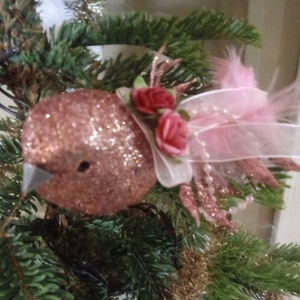 Victorian Inspired Rose Gold Glitter Bird