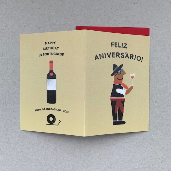 Joyeux Anniversaire En Portugais Carte Danniversaire Etsy France