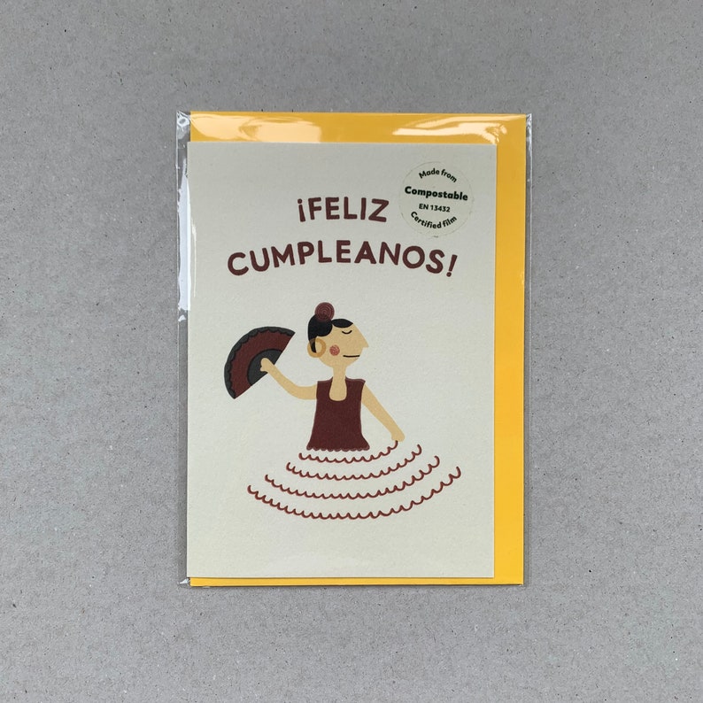 Happy Birthday in Spanish Greeting Card Feliz Cumpleaños Etsy
