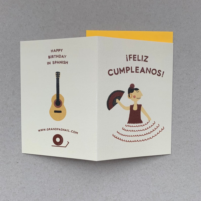 Happy Birthday in Spanish Greeting Card Feliz Cumpleaños Etsy