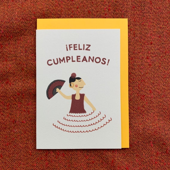 Joyeux Anniversaire En Espagnol Carte De Voeux Feliz Etsy