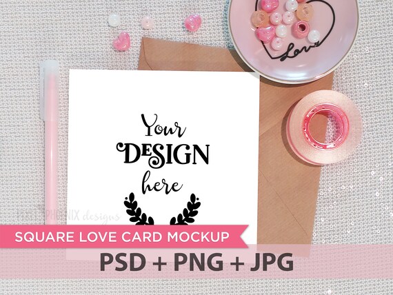 Download Free Free Square Love Card Mockup Square Invite Square Invitation PSD Mockup Template