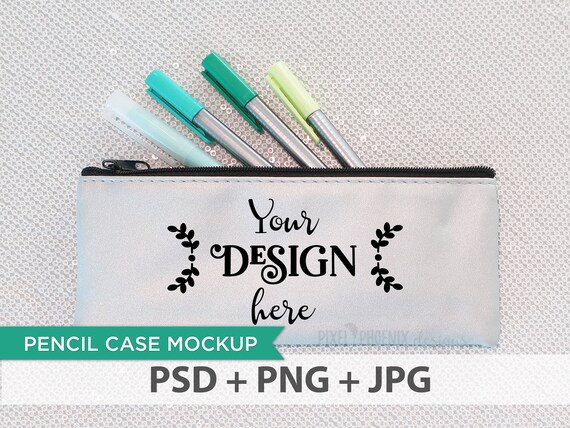 Download Pencil Case Mockup Zipper Bag Mockup Silver Pencil Case Best Free Business Cards Templates