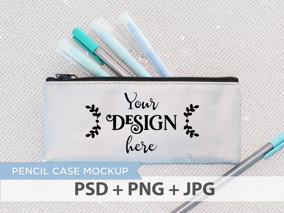 Sequin Background Pencil Case Mockup Zipper Bag Mockup ...