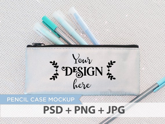 Download Sequin Background Pencil Case Mockup Zipper Bag Mockup ...