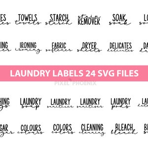 Laundry Labels SVG cut files, Storage Label, SVG Labels, Jar Label, Laundry Room SVG, Home organisation, Jar decoration, glass label
