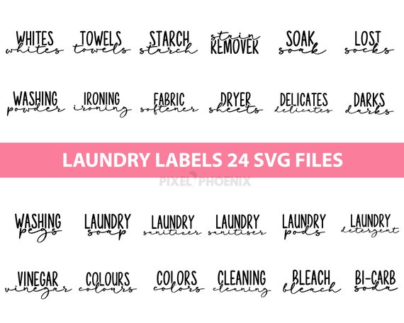 Laundry Jar Labels SVG, 6 Hand Lettered Cut Files