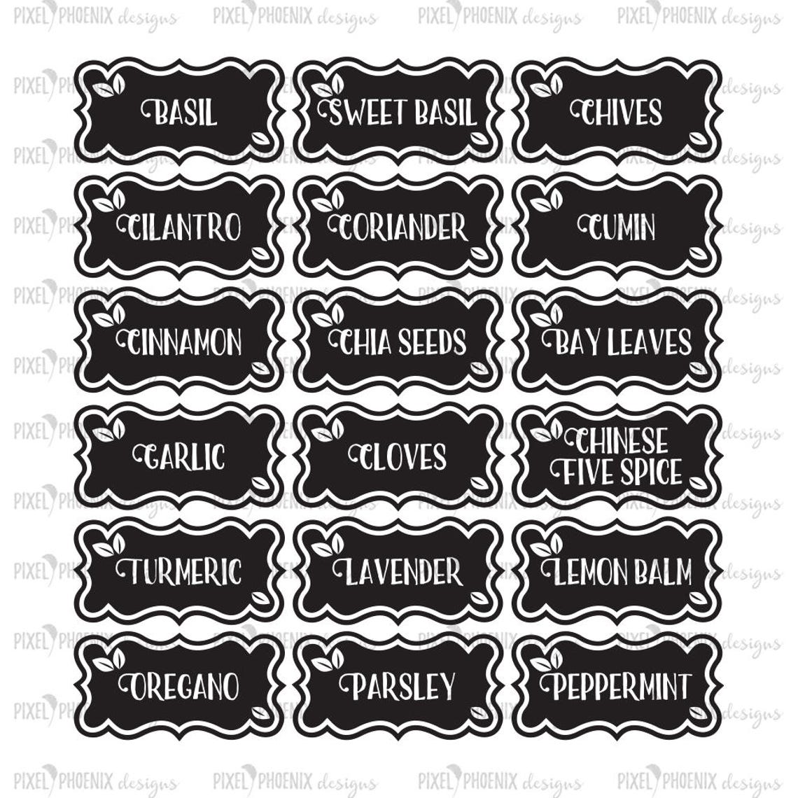 Spice Jar Labels SVG cut files kitchen vinyls herbs and Etsy