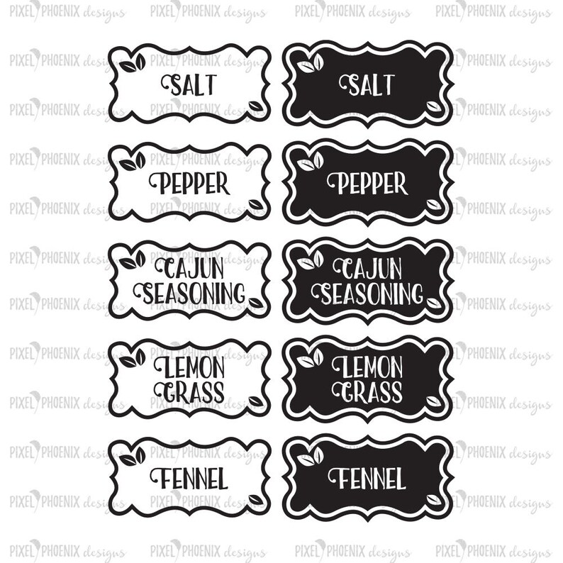 Spice Jar Labels SVG cut file kitchen vinyls herbs and Etsy