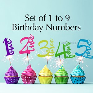 Age cake topper, birthday numbers svg, svg cut file, instant download, cake topper, child's birthday svg, birthday SVG file, svg cuttable