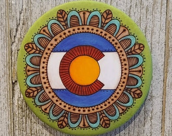 Bandera de Colorado Mandala Magnet / Fort Collins / Fridge Magnet / Art Print Magnet