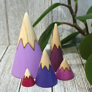 Little Mountain Range | Wood Cone Mountain Set | Colorado Mountain Art | Ring Holder | » set of 5 mountains