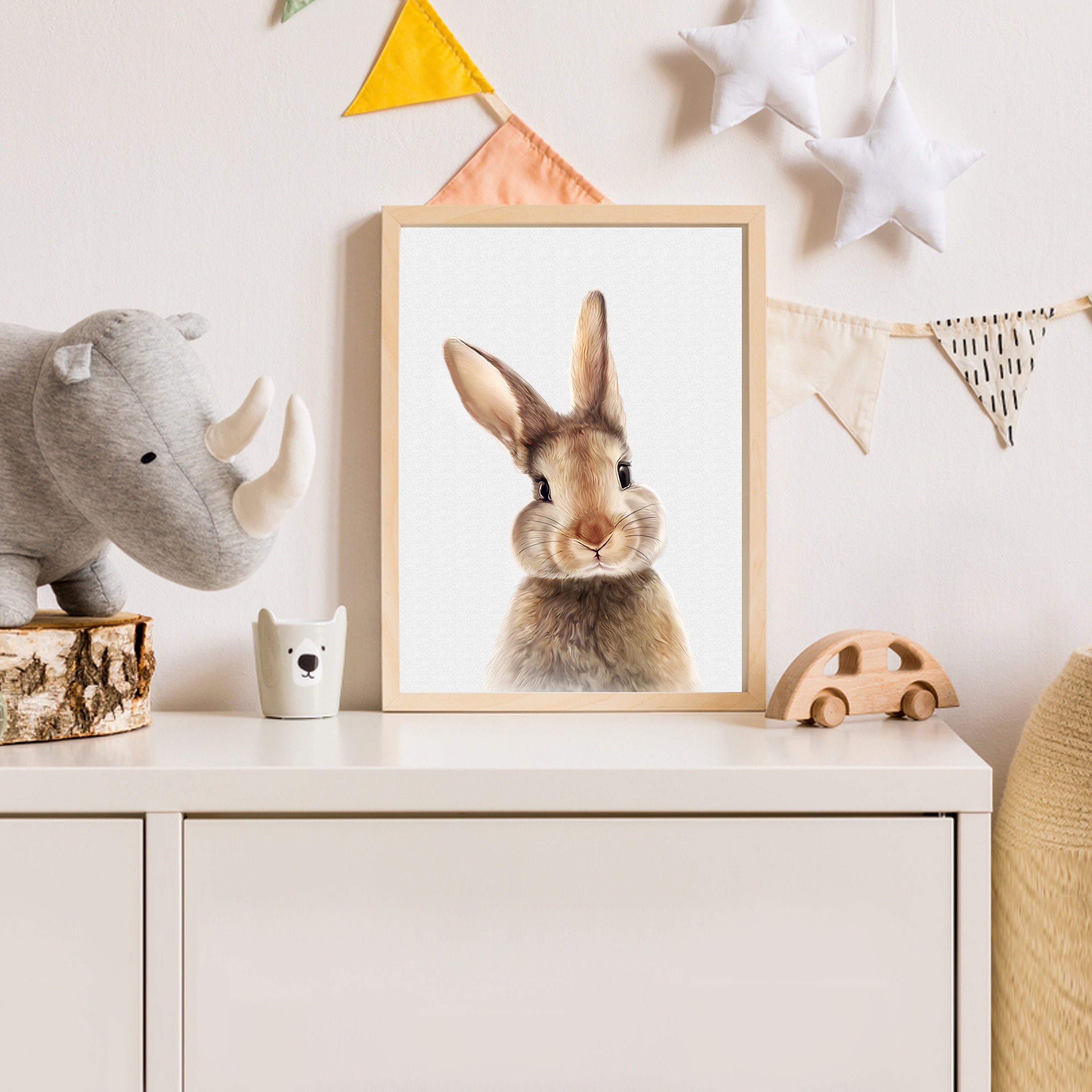 Bunny Rabbit Print Nursery Wall Art Baby Animal Prints for Etsy