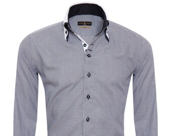 giorgio capone herrenhemd 100 baumwolle schwarz wei pepita muster doppelkragen slimregular - Pepita Muster giorgio capone herrenhemd 100 baumwolle schwarz wei pepita muster doppelkragen slimregular - Pepita Muster
