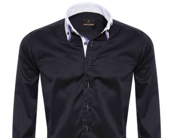 Giorgio Capone Premium Herrenhemd schwarz mit weißen | Etsy Giorgio Capone Premium Herrenhemd schwarz mit weißen | Etsy