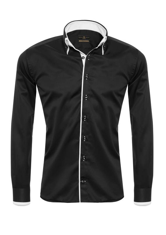 Giorgio Capone Premium Herrenhemd schwarz mit weißen | Etsy Giorgio Capone Premium Herrenhemd schwarz mit weißen | Etsy