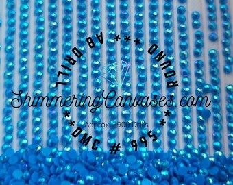 Electric Blue AB Diamond Painting Drills - Round DMC 995 (14 grams)