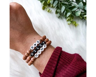Beaded Name Bracelet | Mother’s Day Gift | Name Bracelet | Rosewood Bracelet | Gold Bracelet |Personalized Beaded Name Bracelet | Rosewood