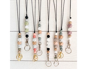 Silicone Beaded Lanyard | Teacher Lanyard | Badge Lanyard | Beaded Lanyard | Keychain | Badge Holder | Teacher Gift | Breakaway Lanyard
