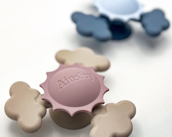 Personalized Silicone Spinner Toy | Suction Spinner Toy | Personalized Baby Teether | Custom Toy | Sensory Toy | Highchair Toy | Baby Gift