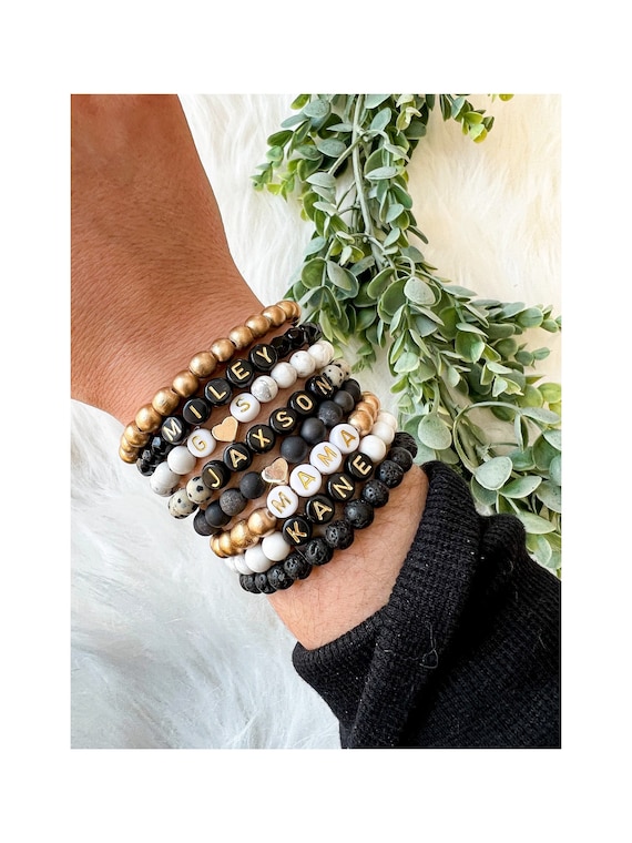 Beaded Name Bracelet | Personalized Name Bracelet | Alphabet Bracelet | Initial Bracelet | Mom Gift | Custom Bracelet | Mother's Day Gift