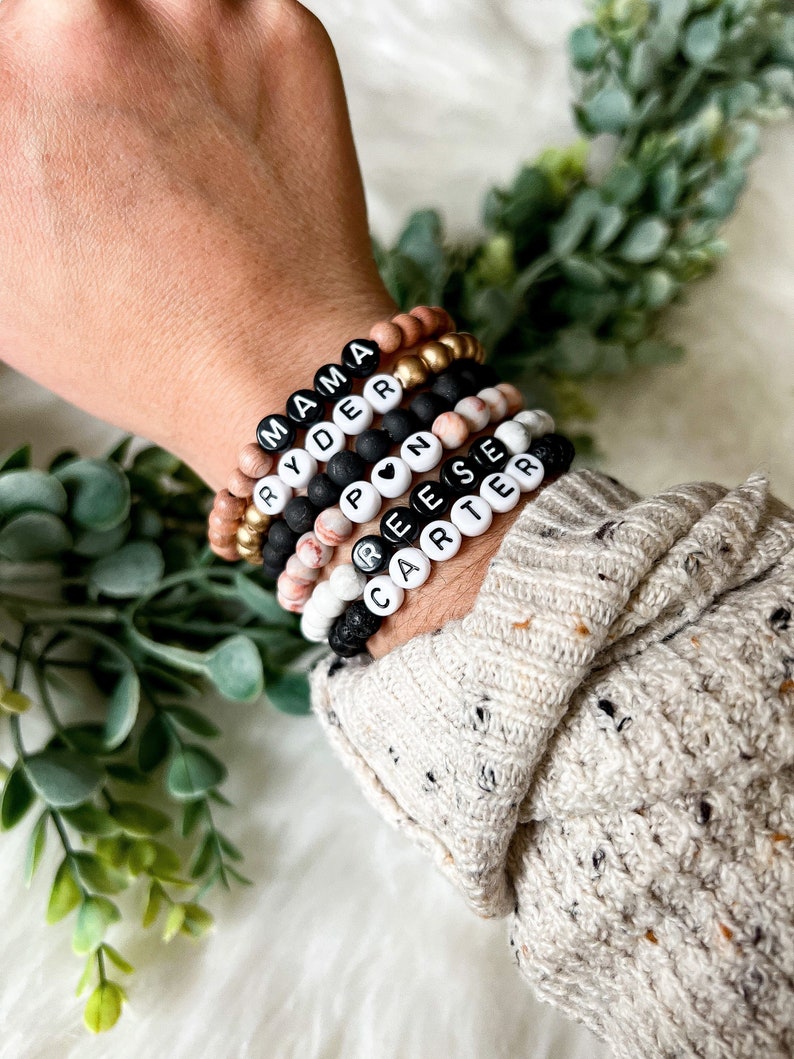 Beaded Name Bracelet Mothers Day Gift Name Bracelet Etsy