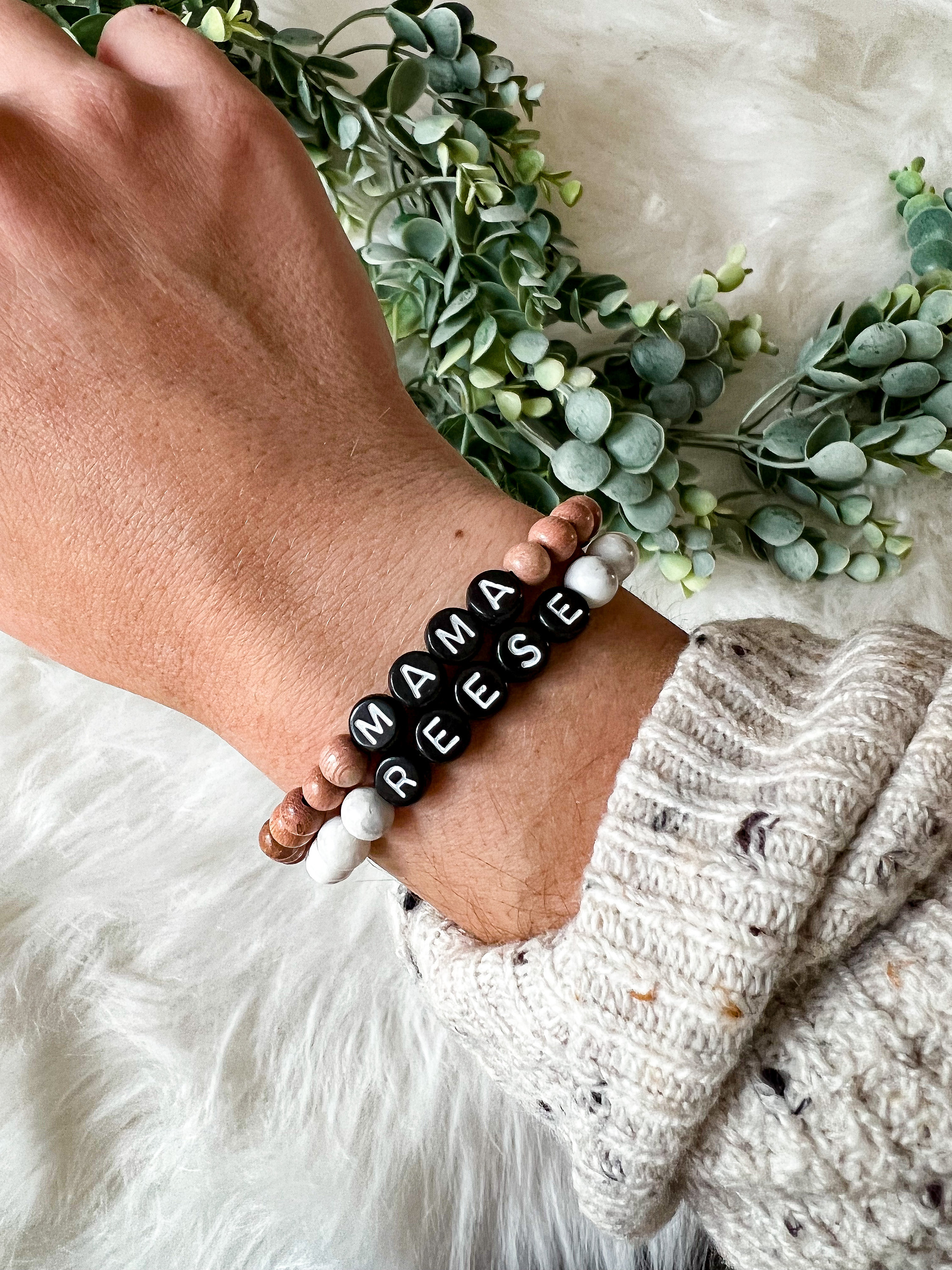 Beaded Name Bracelet Mothers Day Gift Name Bracelet Etsy