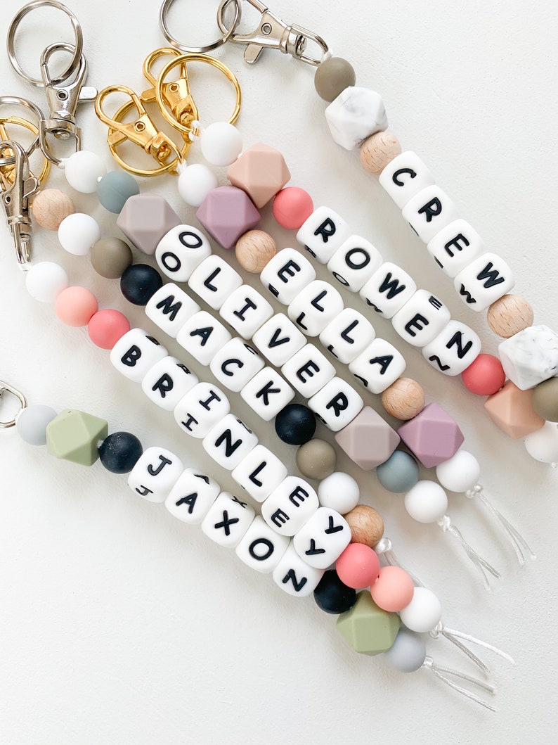 Name Keychain | Personalized Keychain | Custom Keychain | Diaper Bag Keychain | Keychain | Baby Gift | Beaded Keychain | Bag Keychain | Bild 2