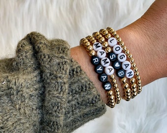 Gold Beaded Name Bracelet | Personalized Name Bracelet | Custom Name Bracelet | Beaded Name Bracelet | Gift for Mom | Mother's Day Gift