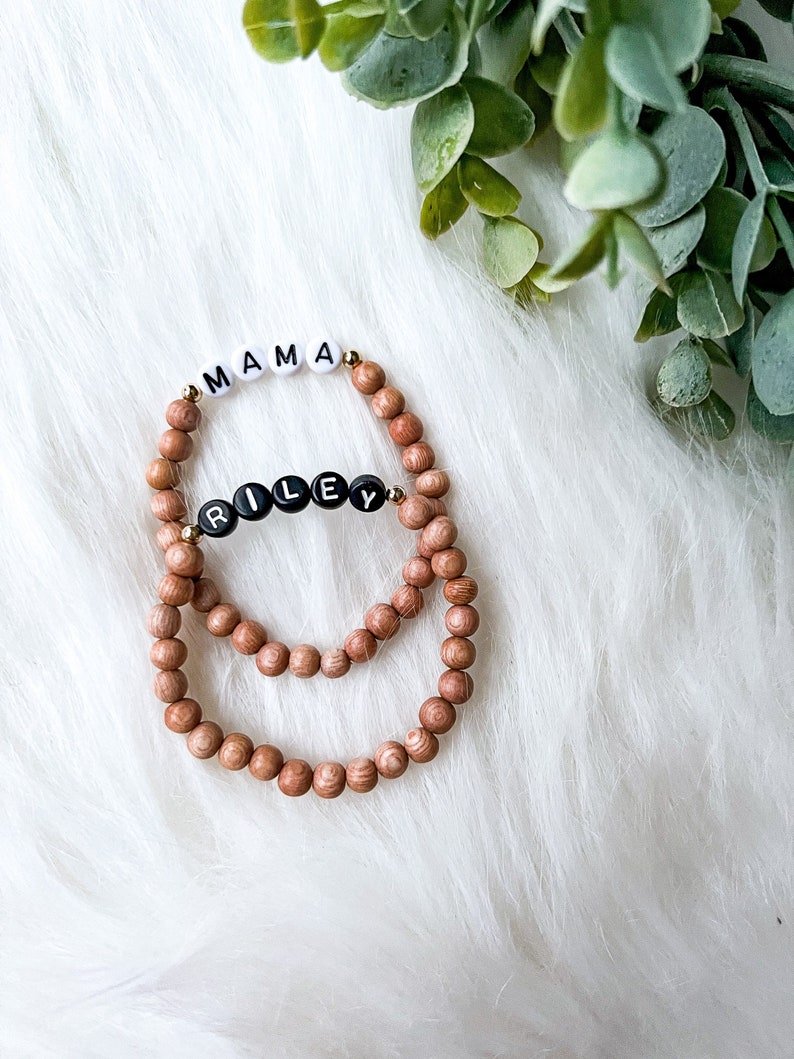 Beaded Name Bracelet Mothers Day Gift Name Bracelet Etsy
