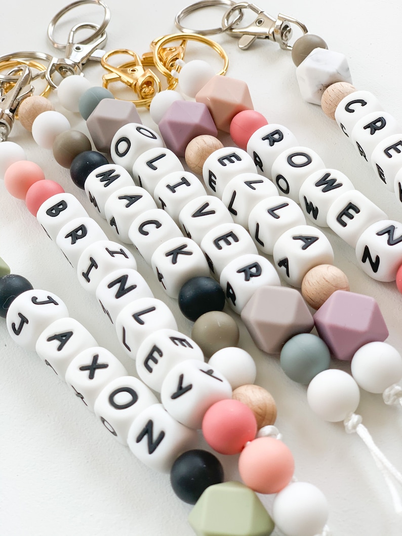 Name Keychain | Personalized Keychain | Custom Keychain | Diaper Bag Keychain | Keychain | Baby Gift | Beaded Keychain | Bag Keychain | Bild 3
