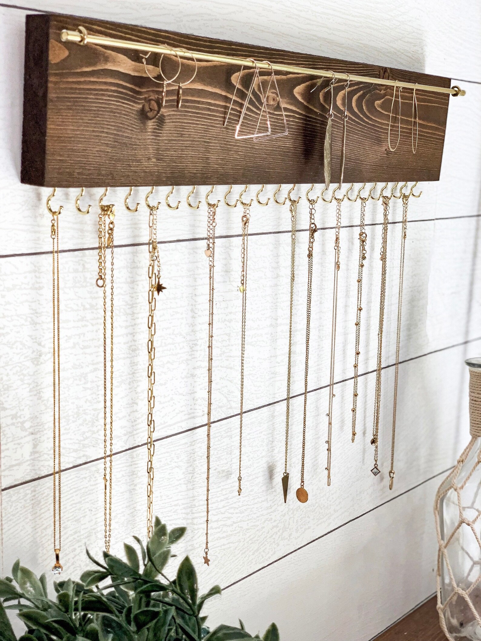 Wood Jewelry Organizer Necklace Holder Wall Mount Jewelry Etsy