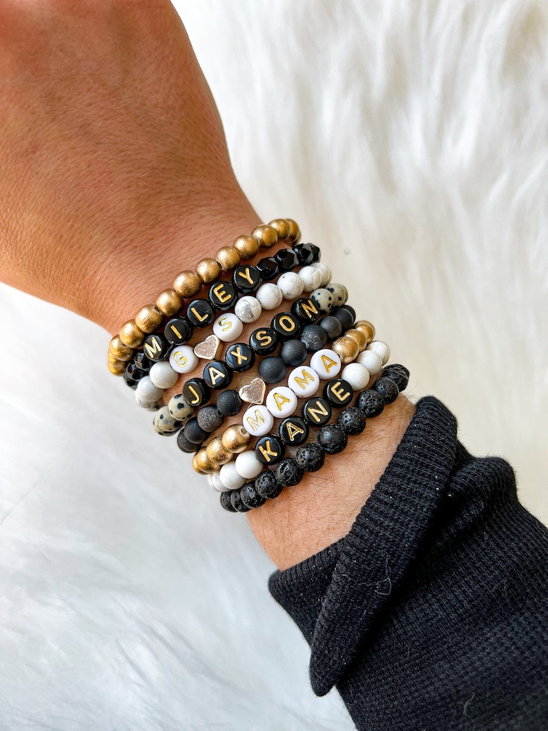 Beaded Name Bracelet Personalized Name Bracelet Alphabet Etsy