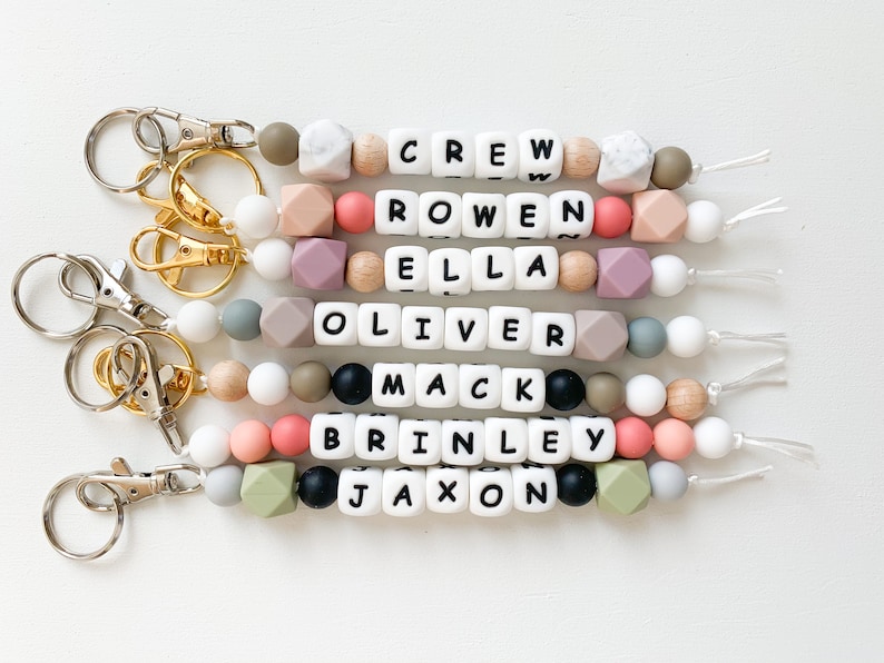 Name Keychain | Personalized Keychain | Custom Keychain | Diaper Bag Keychain | Keychain | Baby Gift | Beaded Keychain | Bag Keychain | Bild 1