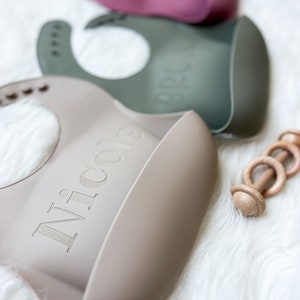 Custom Name Silicone Baby Bib | Name Bib | Gift for Baby | Engraved Baby Bib | Toddler Gift | Toddler Bib | New Mom Gift | Gift for Mom