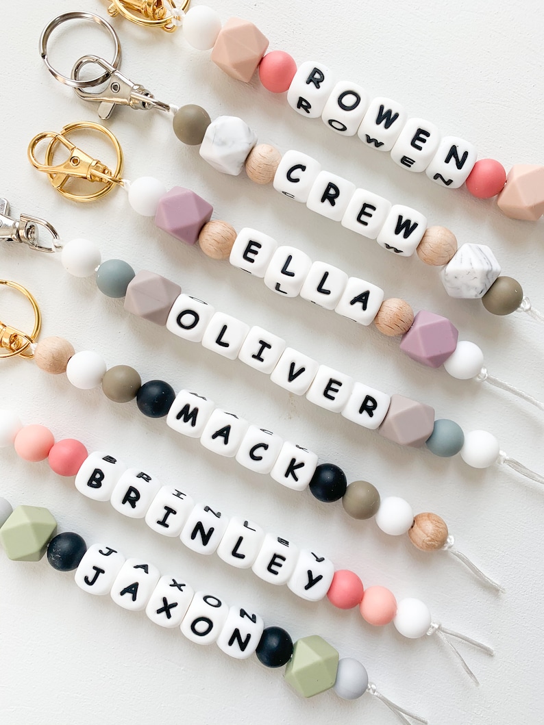 Name Keychain | Personalized Keychain | Custom Keychain | Diaper Bag Keychain | Keychain | Baby Gift | Beaded Keychain | Bag Keychain | Bild 4