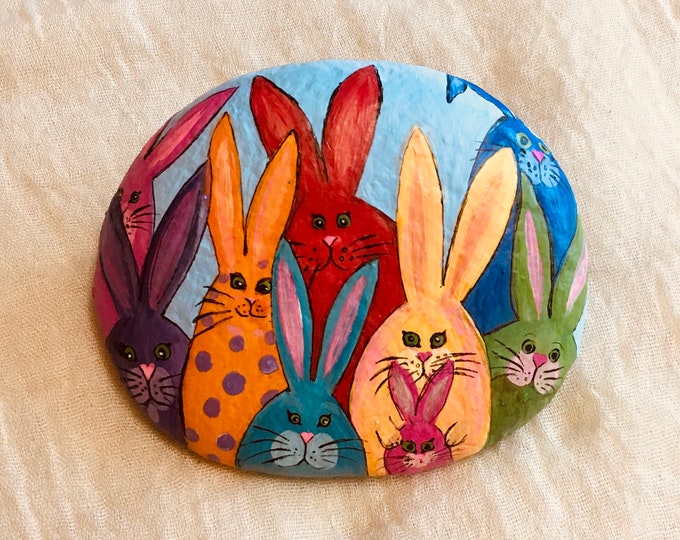 Rabbit Painted Rock Bunny Painted Stone New Year of the Etsy