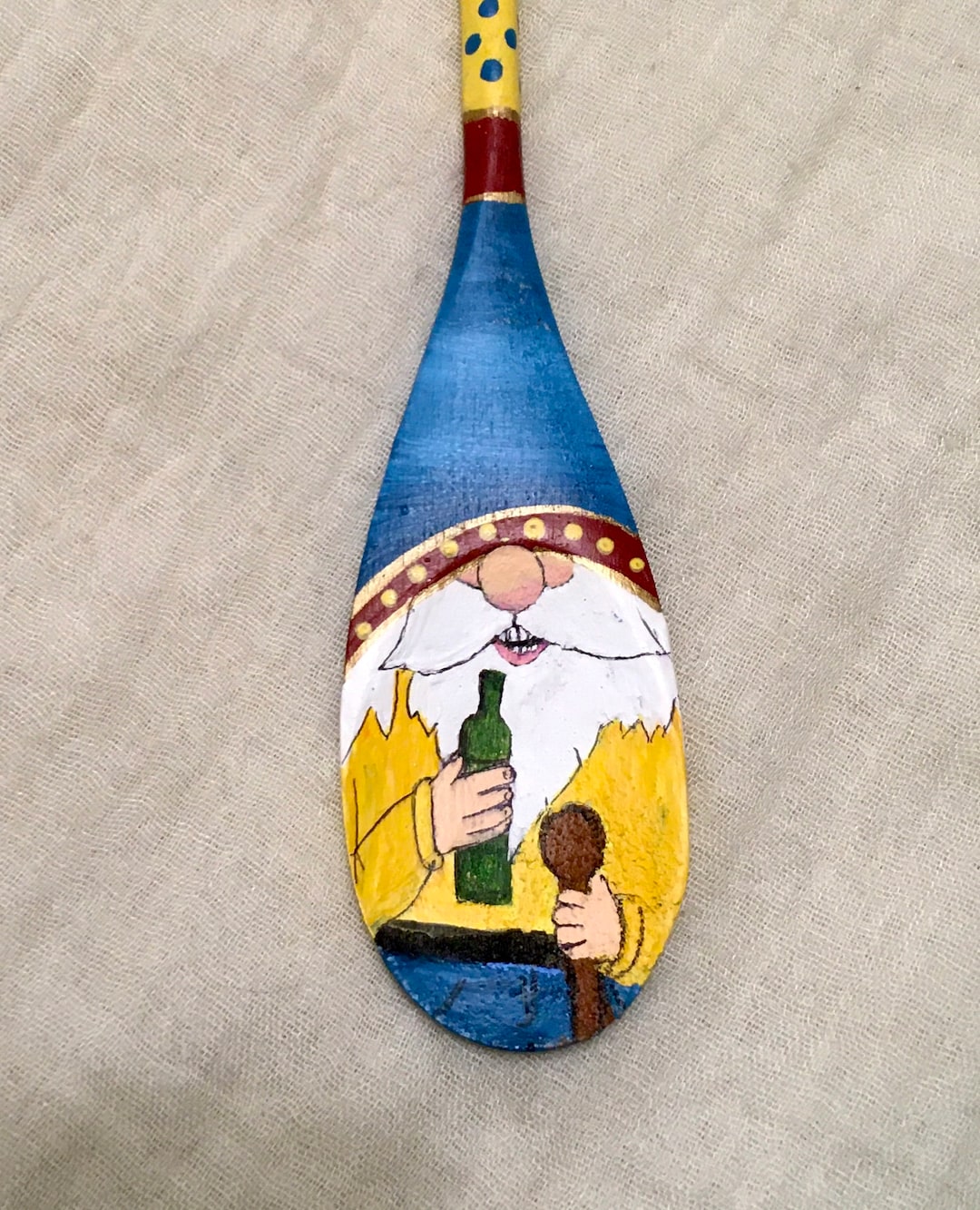 Painted Gnome Spoon Wooden Kitchen Art Wood Wall Hanging Etsy