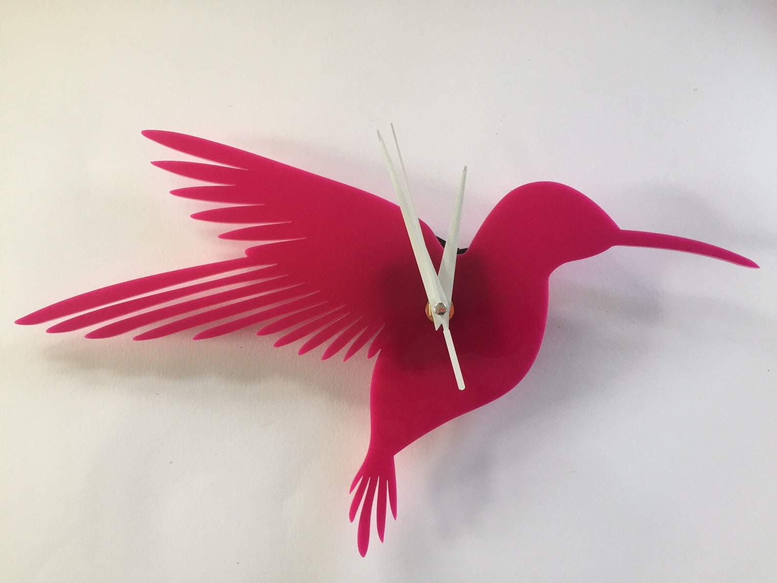 Bright Pink Hummingbird Wall Clock Laser Cut Silent Clock Cut Etsy UK