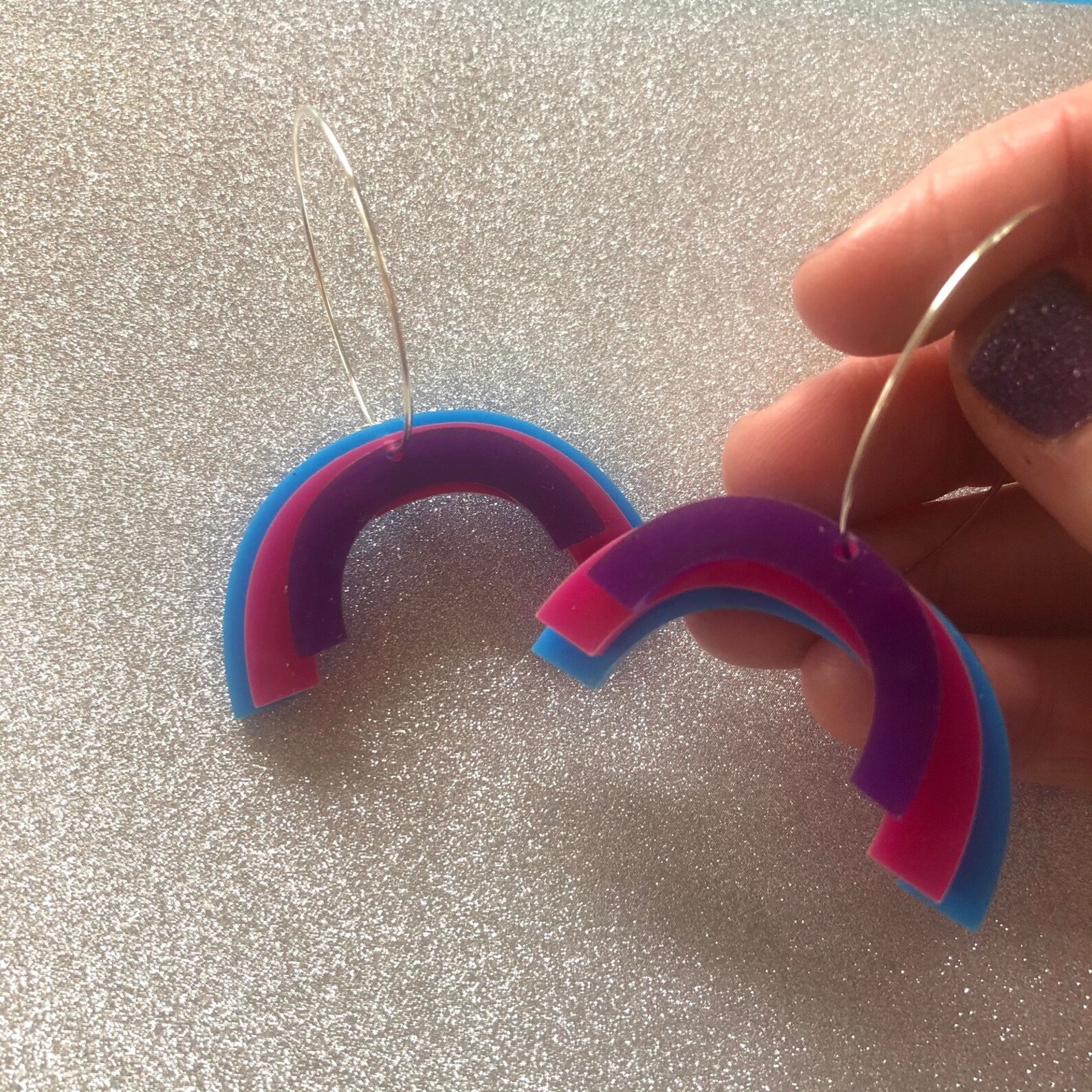 Rainbow Delights Laser Cut Hooped Acrylic Earrings Cut Out Etsy