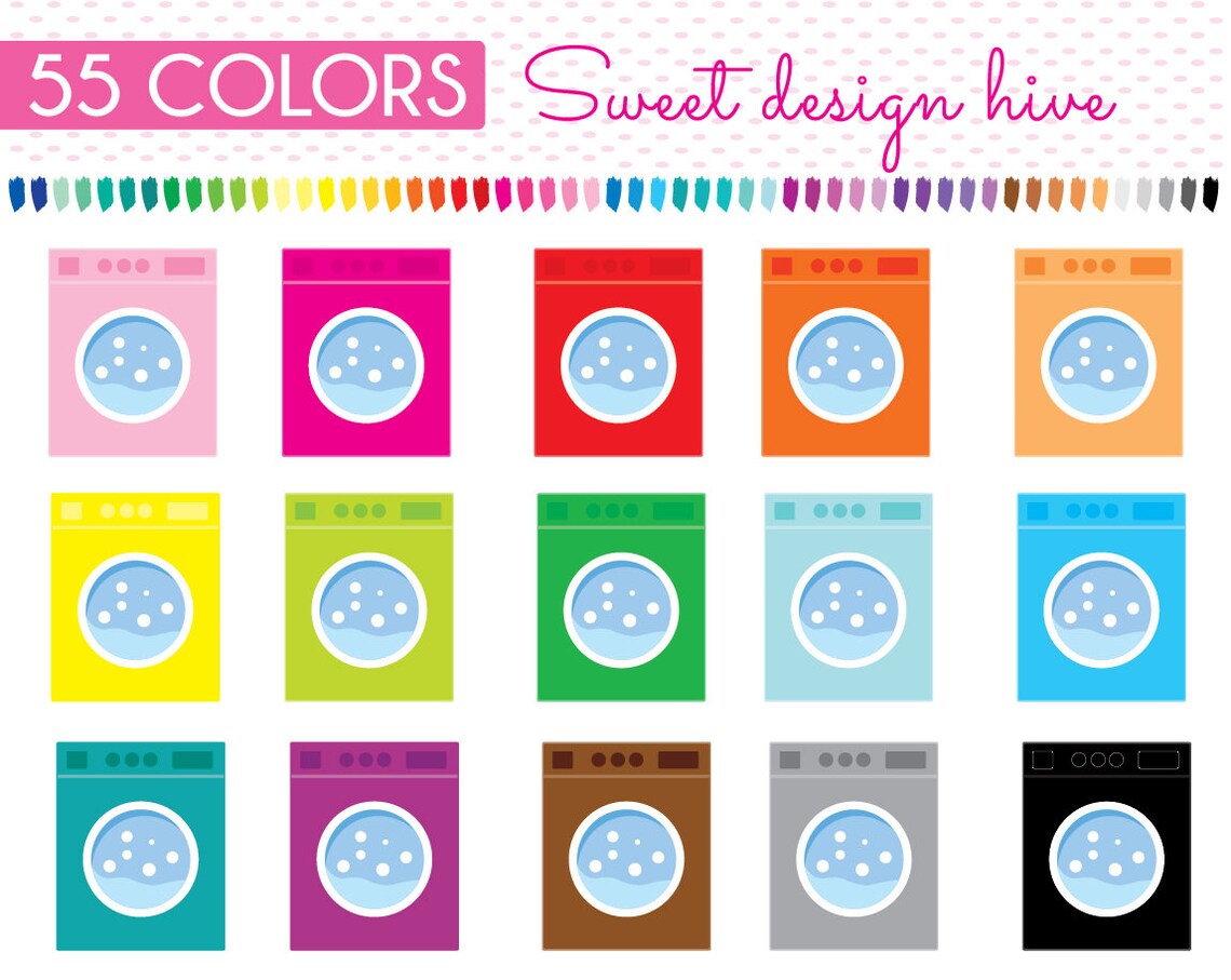 Washing Machine Clipart, Washing Machine Stickers Rainbow, Washing ...
