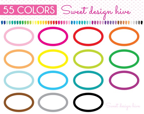 Oval Frame Clipart oval digital frame Round Frame Clip Art | Etsy