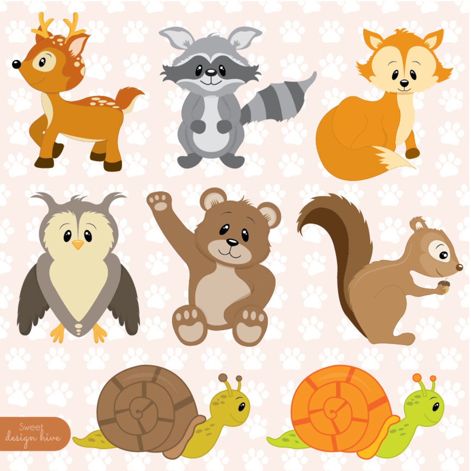 Wald Tiere Clipart Wald Tiere Clipart Baby-Dusche - Etsy.de