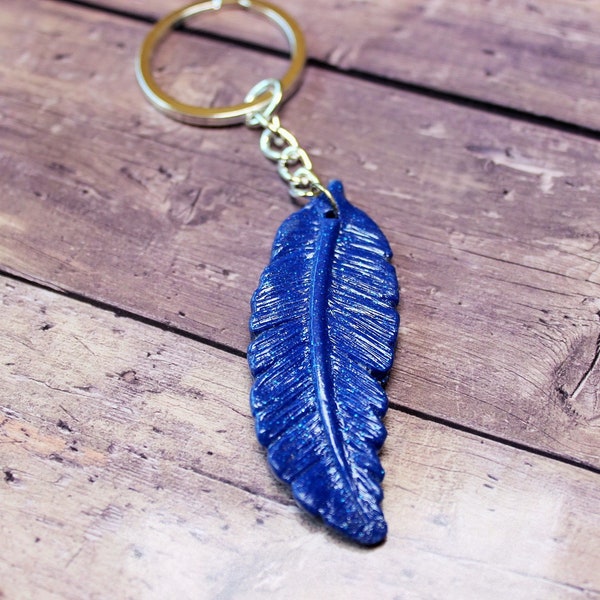 Blue Feather Keychain, Bag Accessory, Blue Jay Feather, Festival Feathers, Glitter Fob, Blue Tit, Bohemian Gift, Dream catcher Keyring