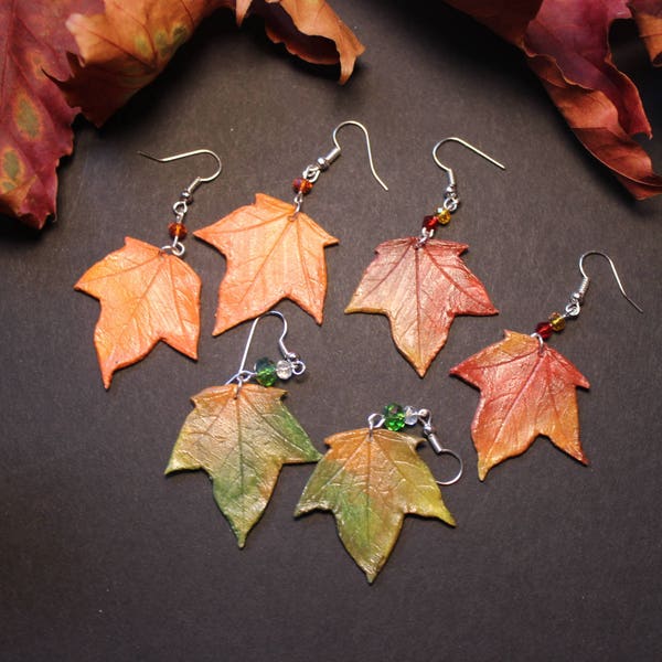 Autumn Leaf Earrings, Fall leaves, Leaf Jewelry, Autumn Jewellery, Fall Jewelry, Halloween, Wicca, Pagan Gift, Leaf Gift, Leaf Accessory