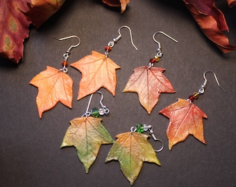 Autumn Leaf Earrings, Fall leaves, Leaf Jewelry, Autumn Jewellery, Fall Jewelry, Halloween, Wicca, Pagan Gift, Leaf Gift, Leaf Accessory