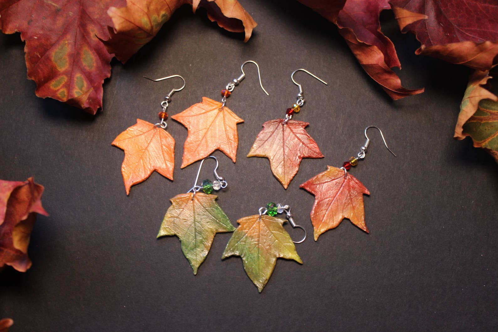Autumn Leaf Earrings Fall Leaves Leaf Jewelry Autumn Etsy