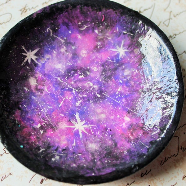 Galaxy Gift, Trinket Dish, Ring Bowl, Purple Galaxy, Supernova, Jewellery Dish, Jewelry Holder, Pink and Purple, Home Gift, Star, Space Gift