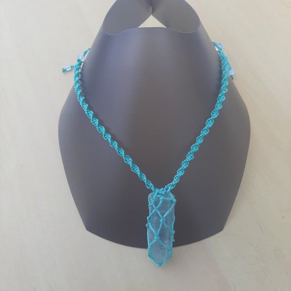 Collier macramé vert, Fluorite verte